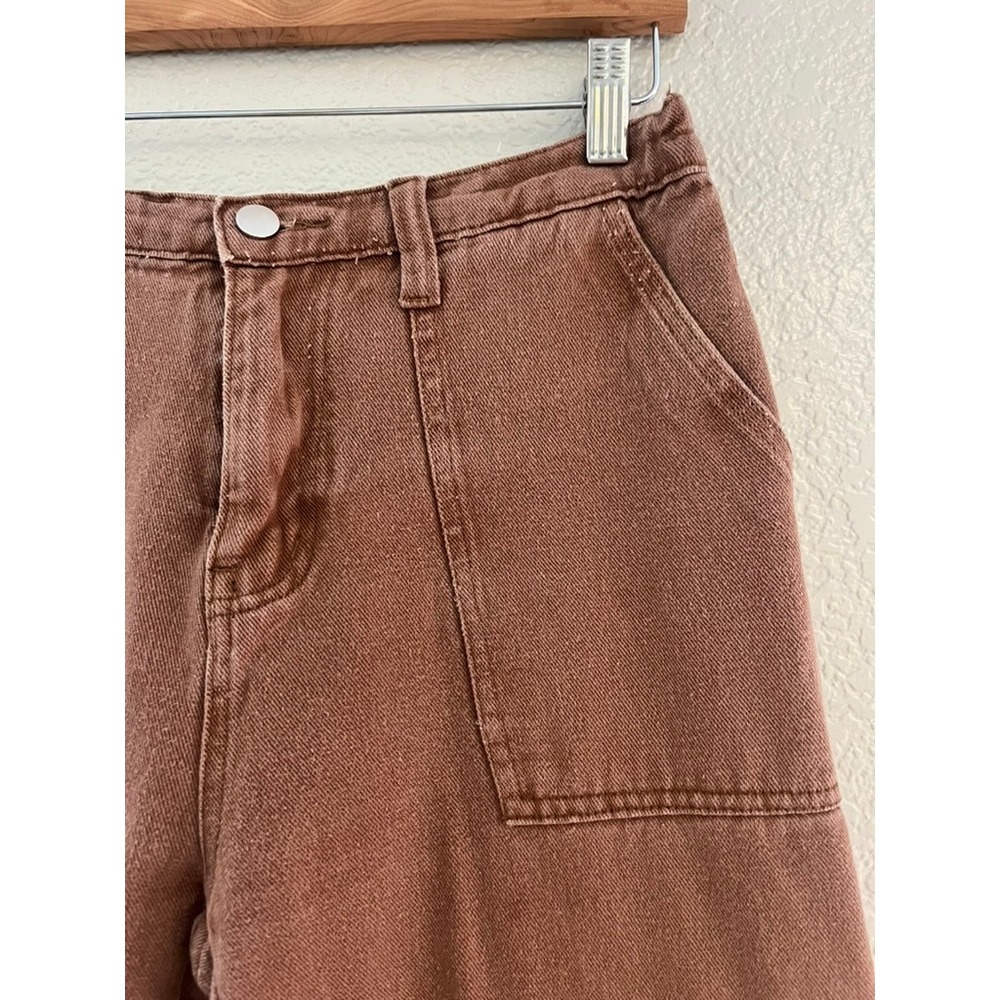 Unbranded Purple-Brown Cargo Pants Womens Medium High Rise Straight Leg Utility - Picture 3 of 8